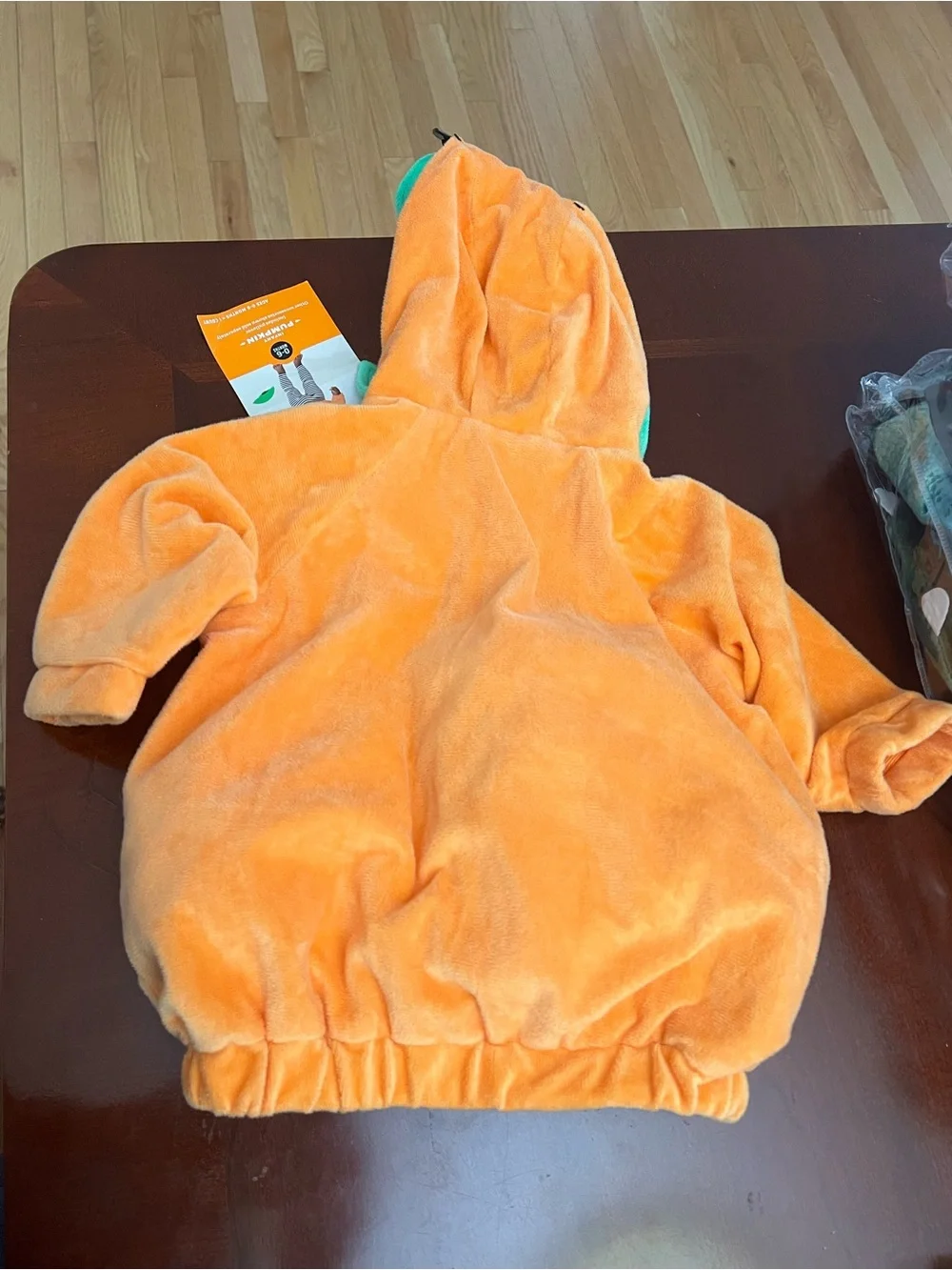 Hyde and Eek Infant Pumpkin Hooded Costume - Orange with Green Leaf Collar